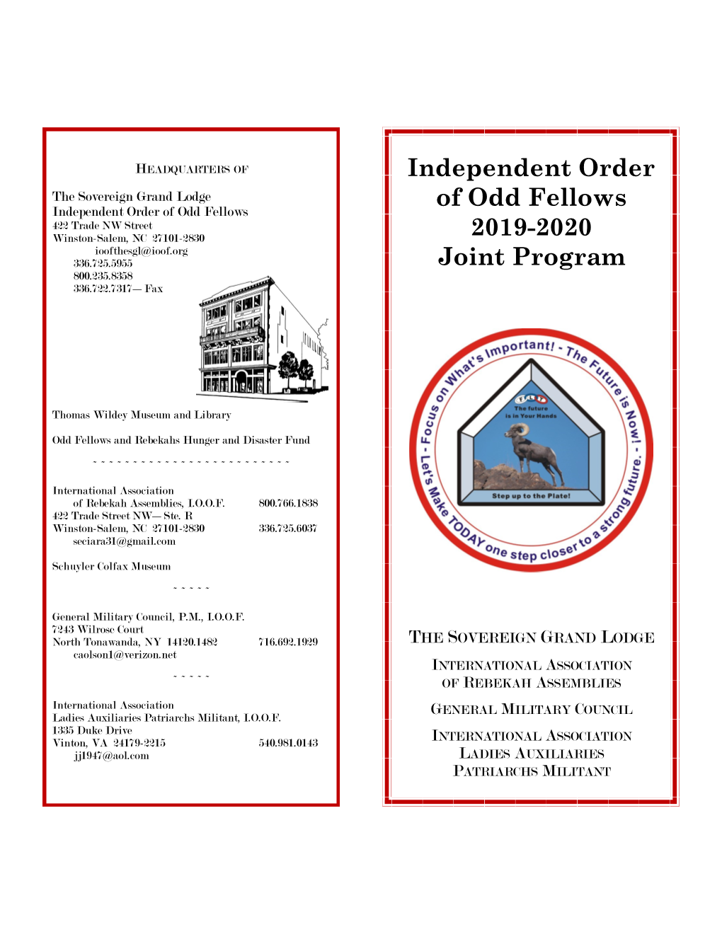 Independent Order of Odd Fellows 2019-2020 Joint Program