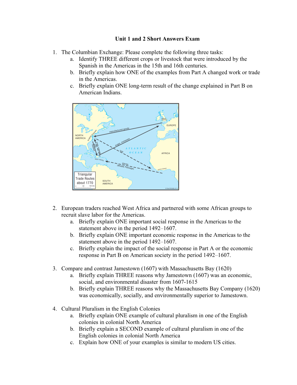 Unit 1 and 2 Short Answers Exam