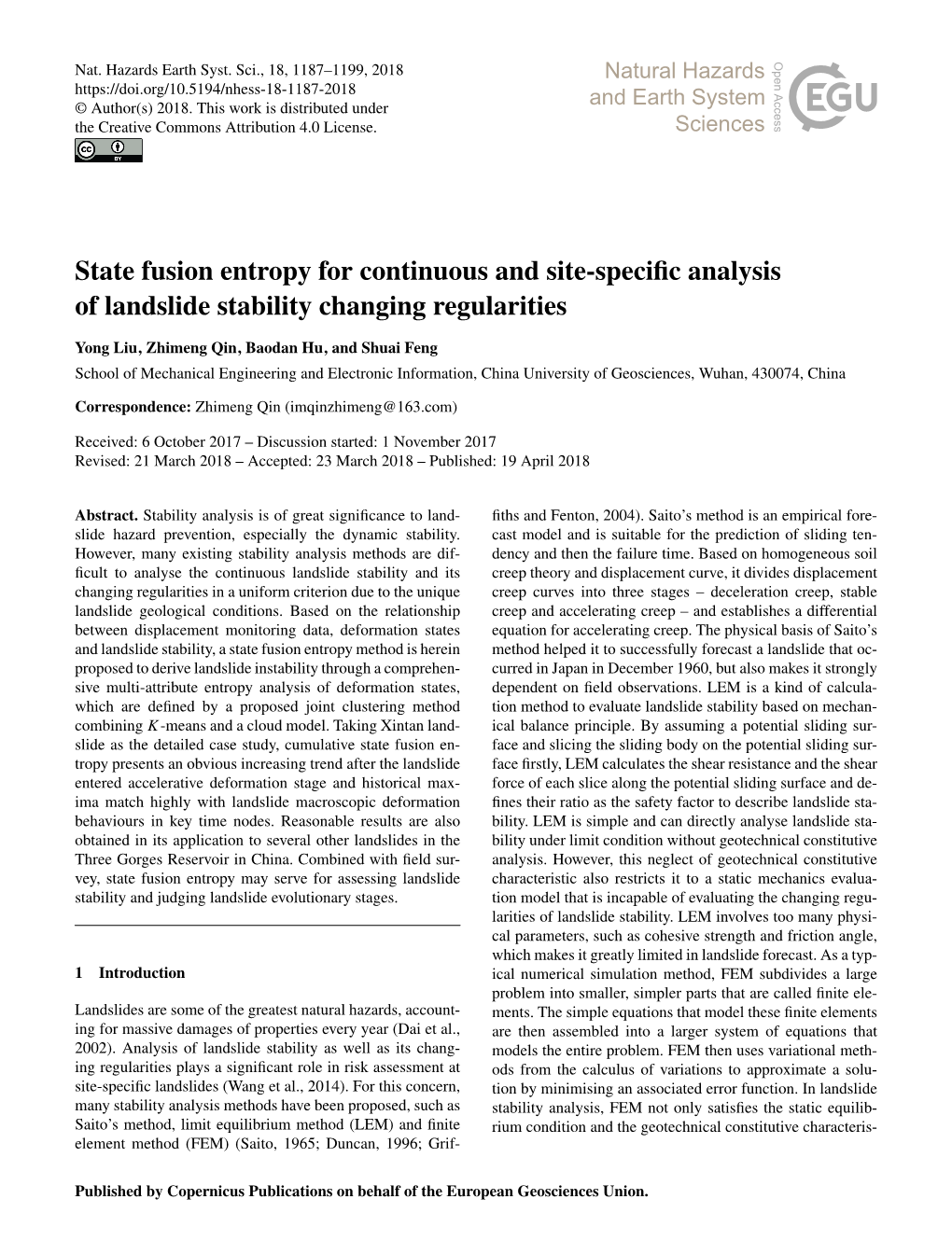 State Fusion Entropy for Continuous and Site-Specific Analysis of Landslide Stability Changing Regularities