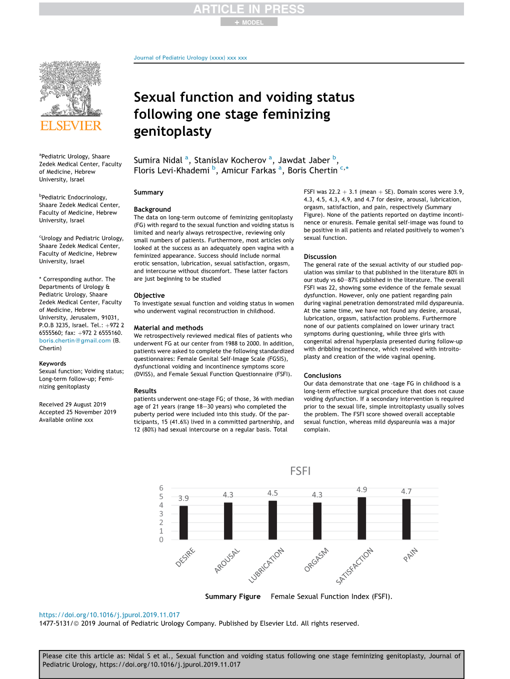 Nidal, Sexual Function After Feminizing Genitoplasty