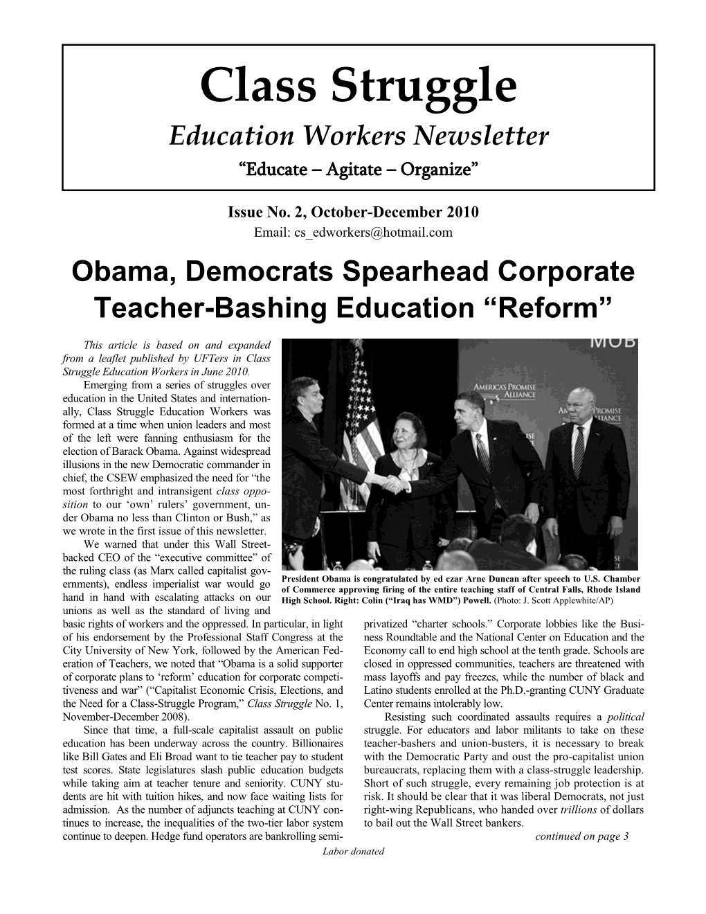 Class Struggle Education Workers Newsletter