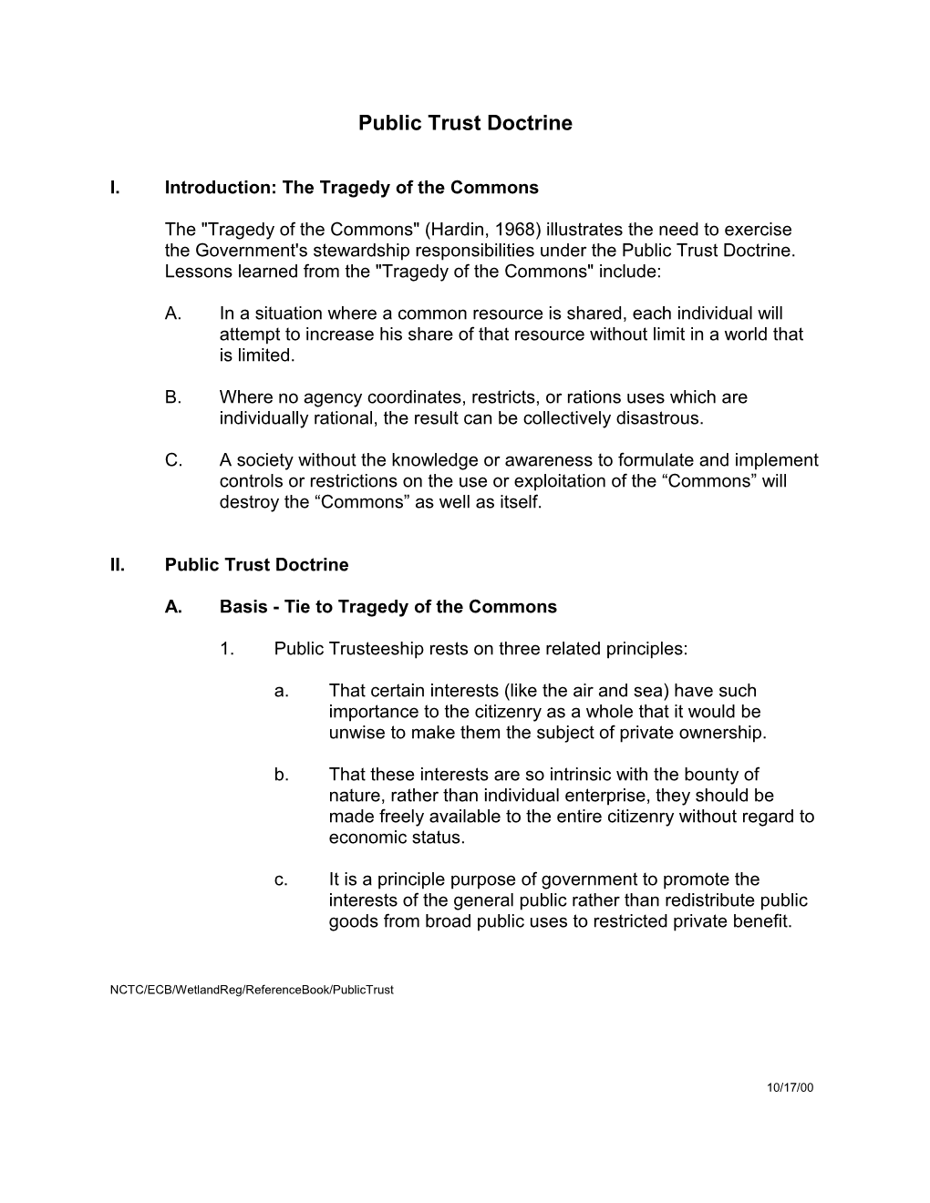 I. Introduction: the Tragedy of the Commons