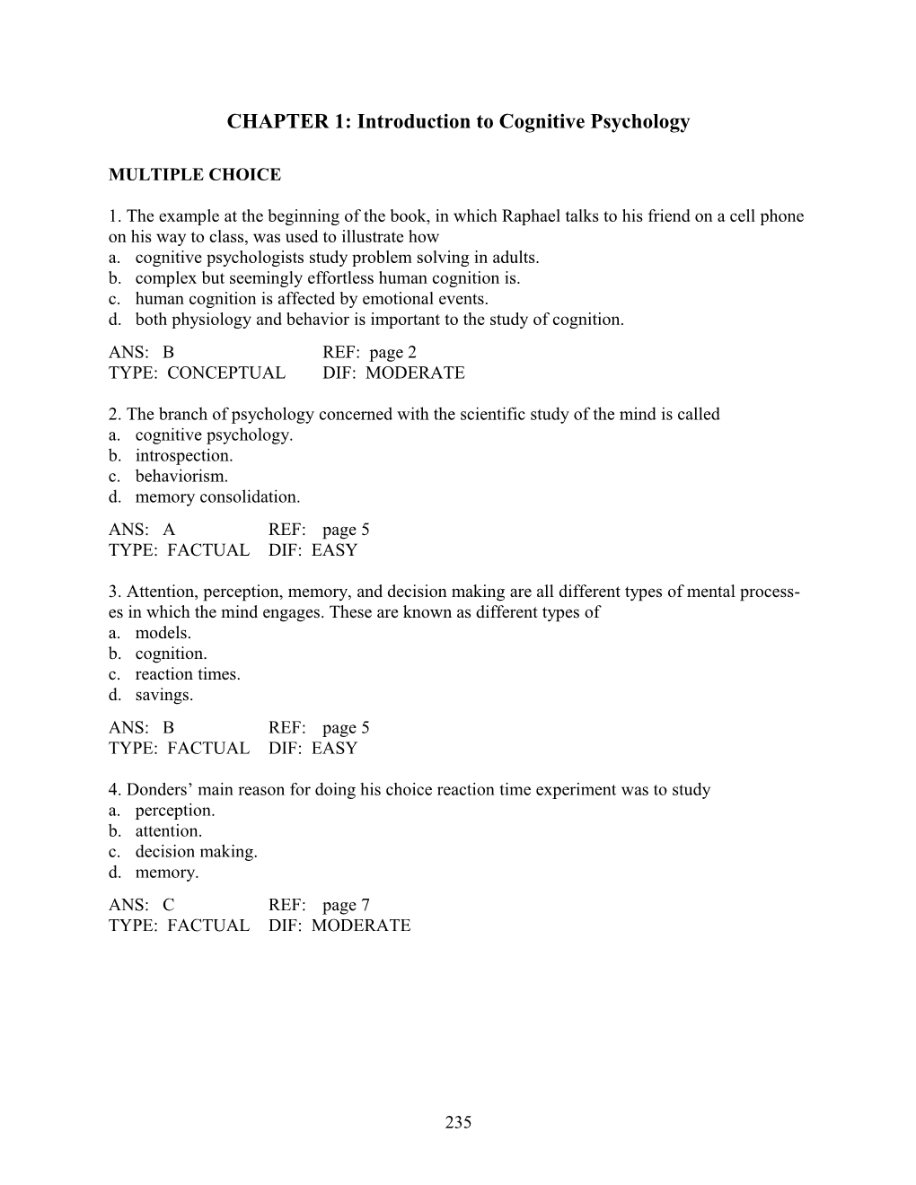 CHAPTER 1: Introduction to Cognitive Psychology