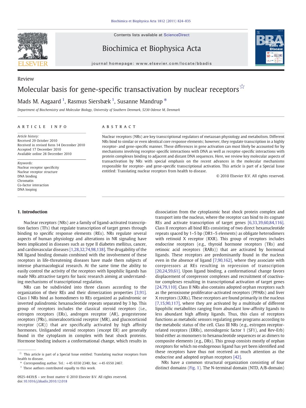 Molecular Basis for Gene-Specific Transactivation by Nuclear Receptors