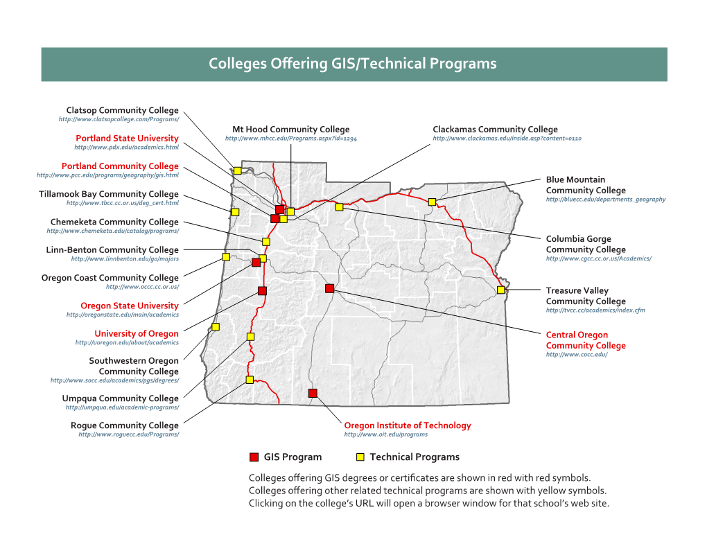 Colleges Offering GIS/Technical Programs