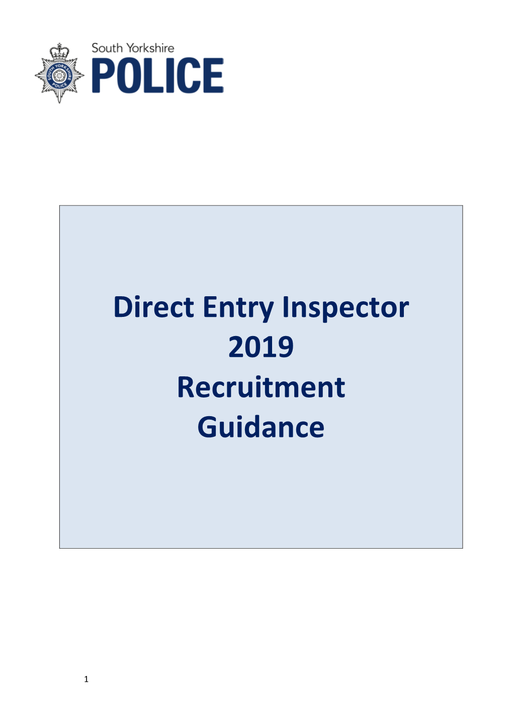 Direct Entry Inspector 2019 Recruitment Guidance