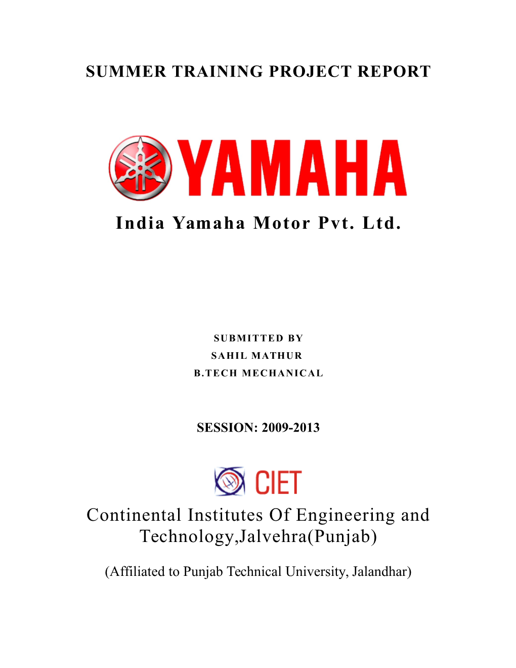 India Yamaha Motor Pvt. Ltd. Continental Institutes Of