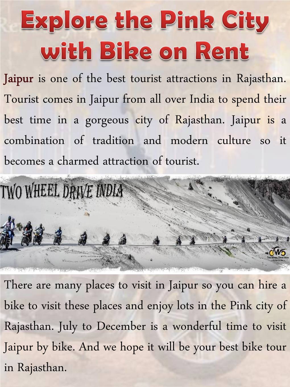 Explore the Pink City with Bike on Rent