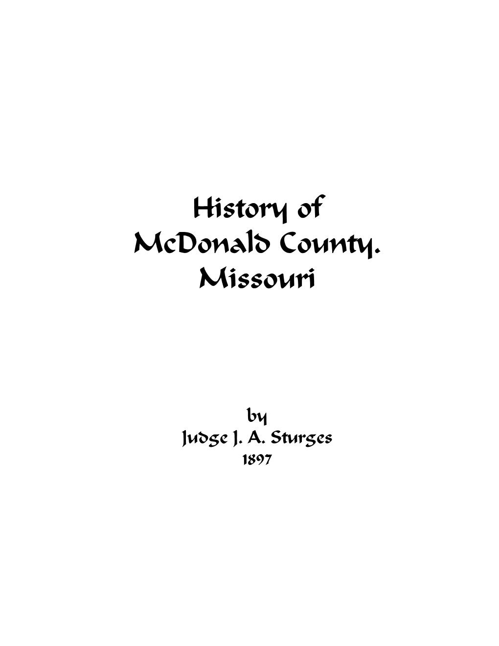 History of Mcdonald County, Missouri