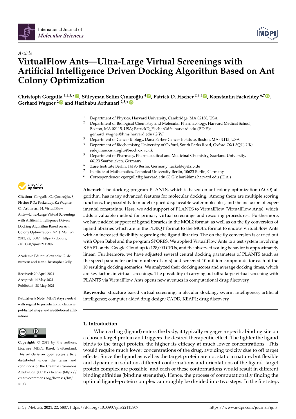 Virtualflow Ants—Ultra-Large Virtual Screenings with Artificial