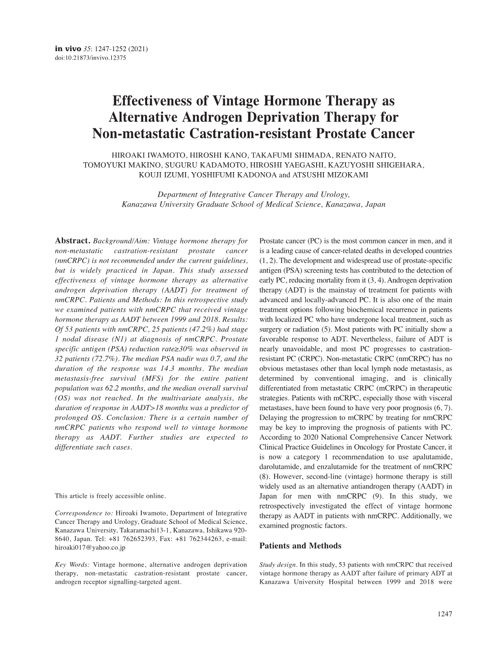 Effectiveness of Vintage Hormone Therapy As Alternative Androgen