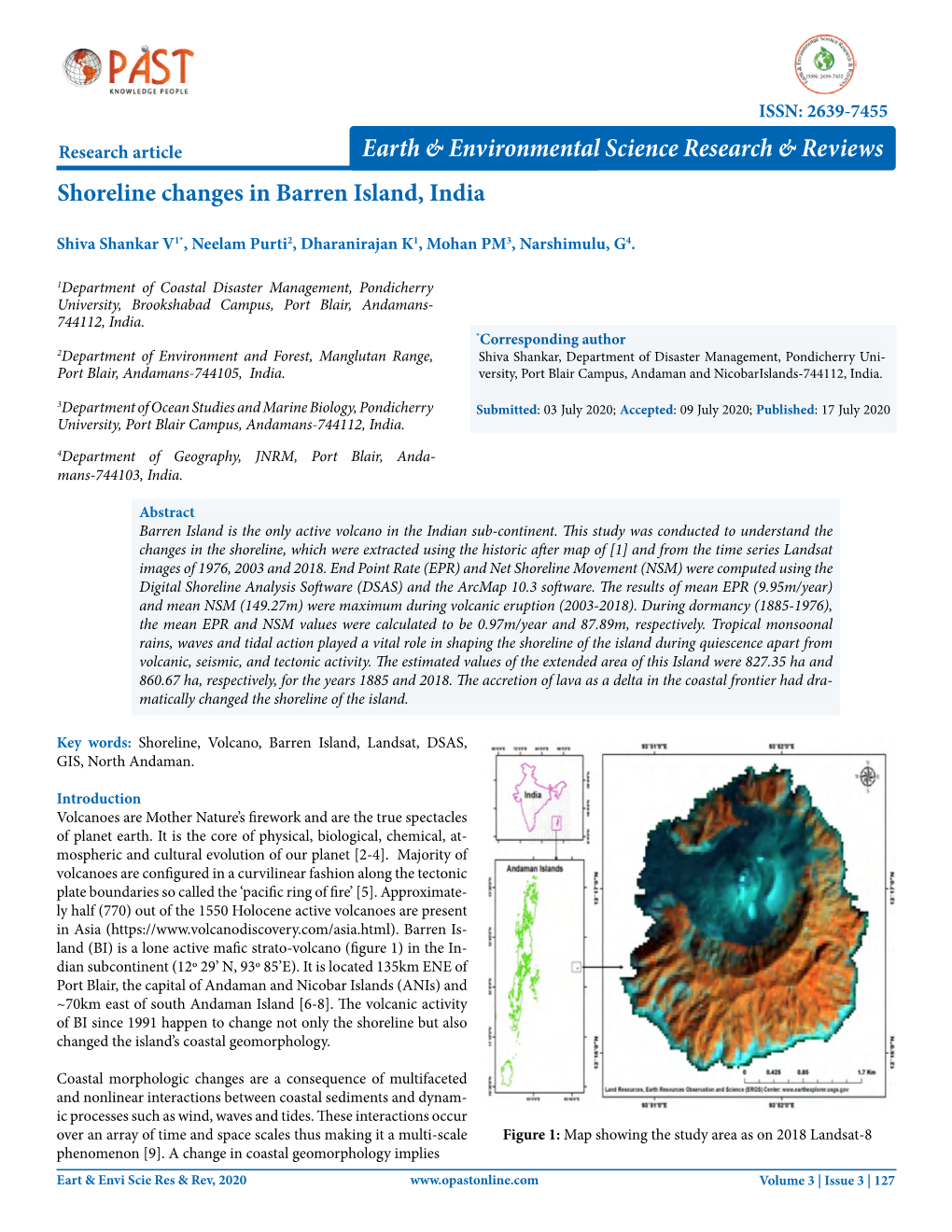 Shoreline Changes in Barren Island, India