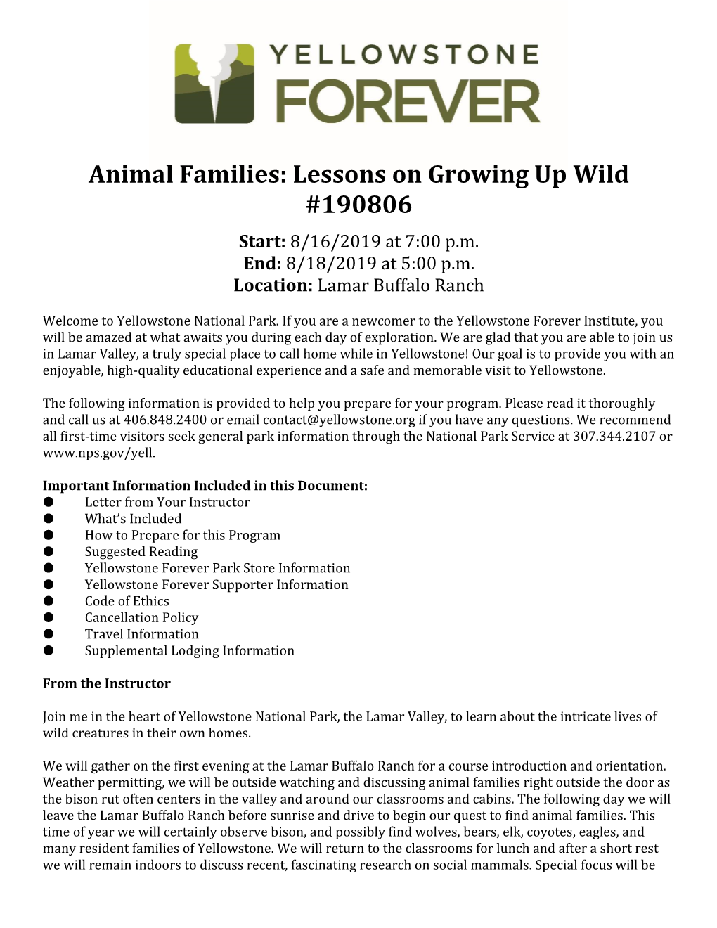 Animal Families: Lessons on Growing up Wild #190806