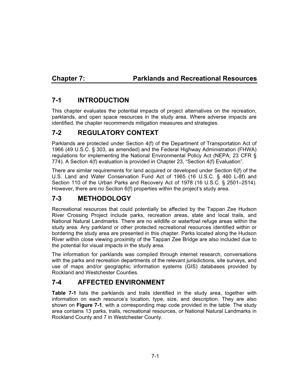 Parklands and Recreational Resources