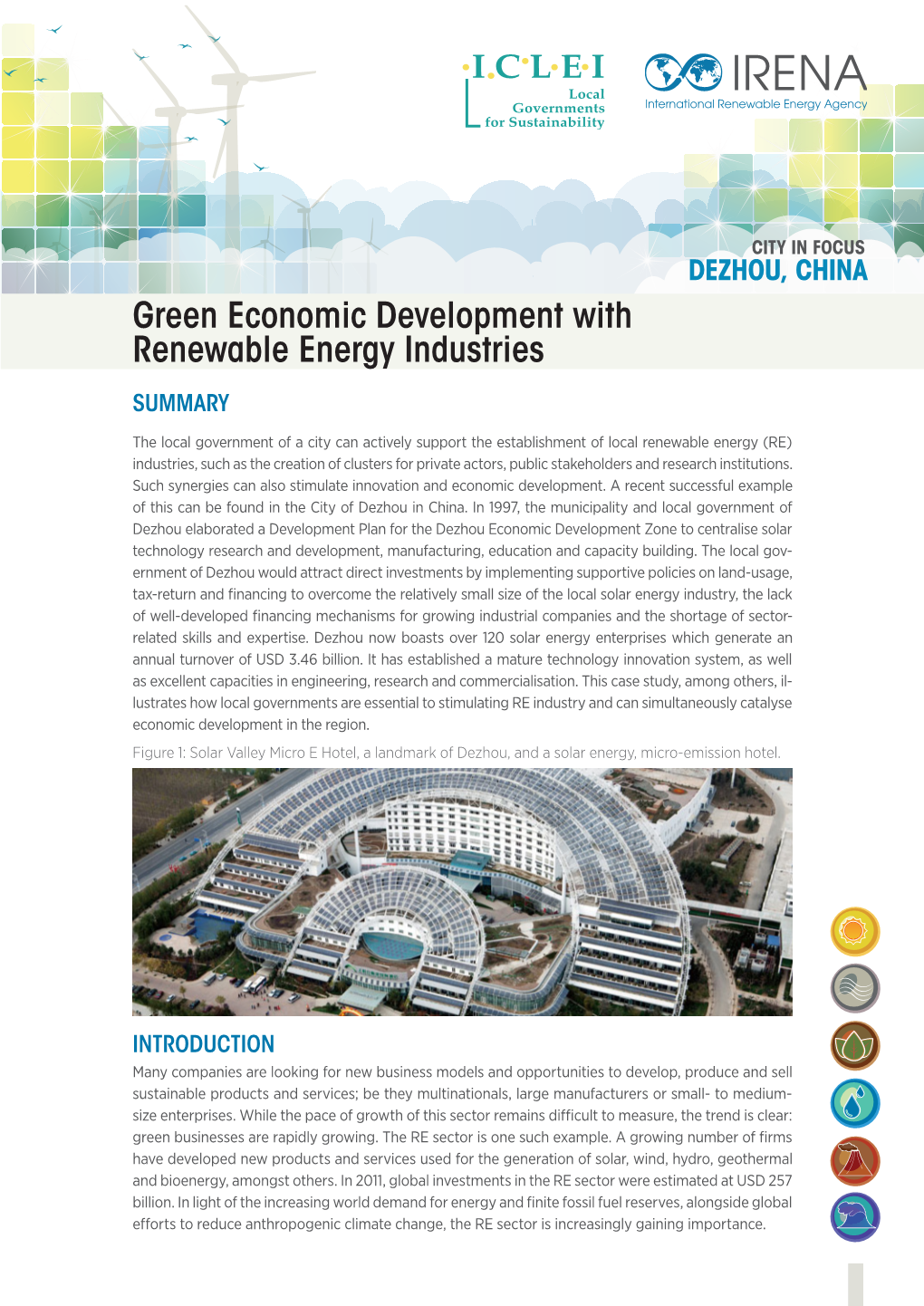 DEZHOU, CHINA Green Economic Development with Renewable Energy Industries SUMMARY