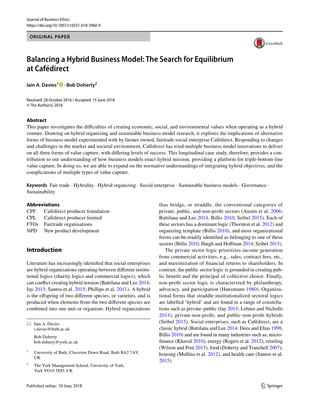 Balancing a Hybrid Business Model: the Search for Equilibrium at Cafédirect