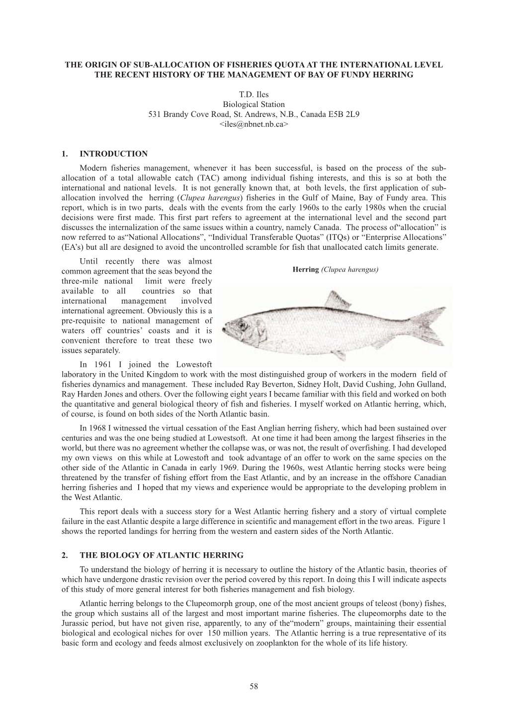 The Origin of Sub-Allocation of Fisheries Quota at the International Level the Recent History of the Management of Bay of Fundy Herring