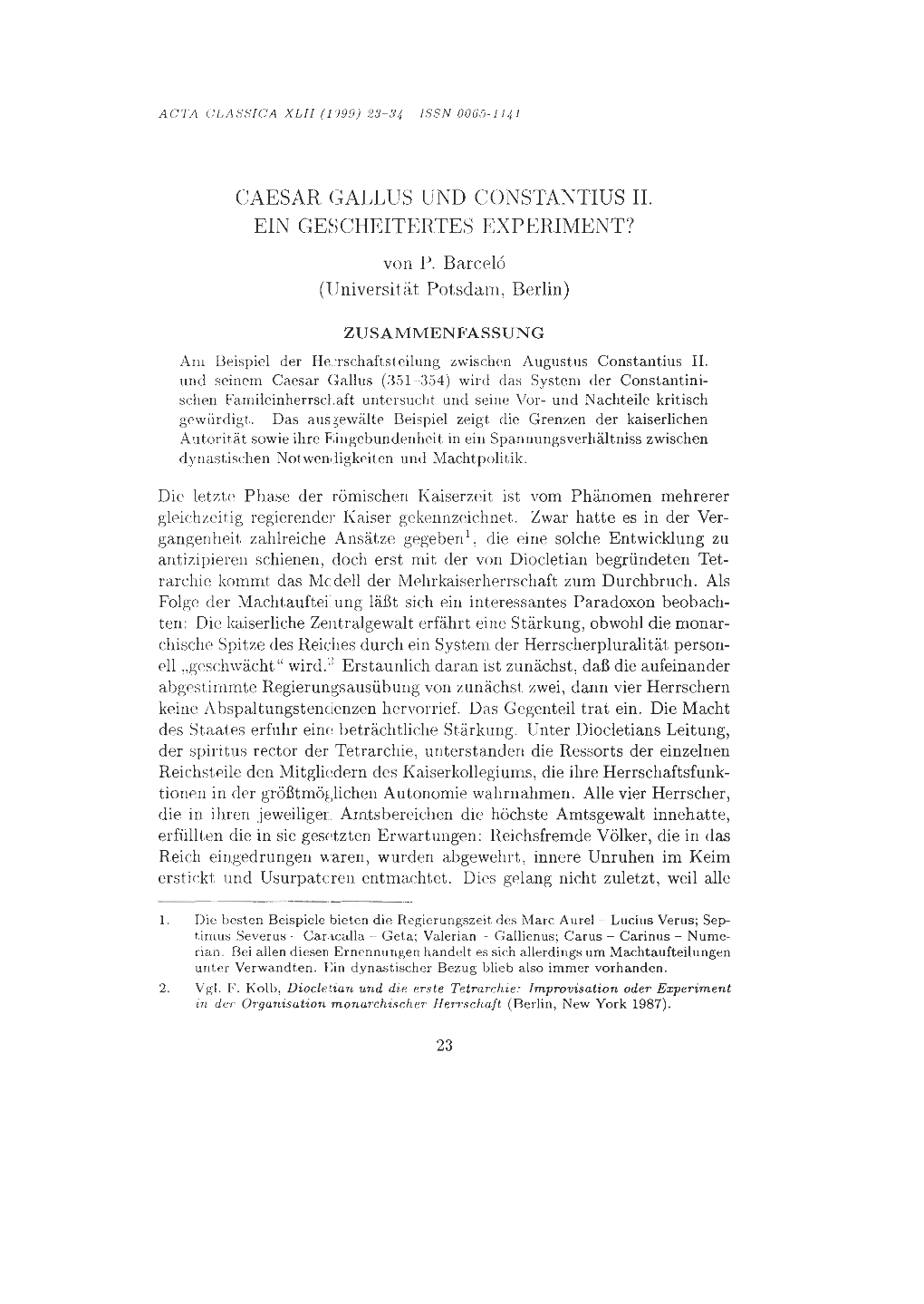 CAESAR GALLUS Iind CONSTANTIUS 11. EIN GESCHEITERTES EXPERIMENT?