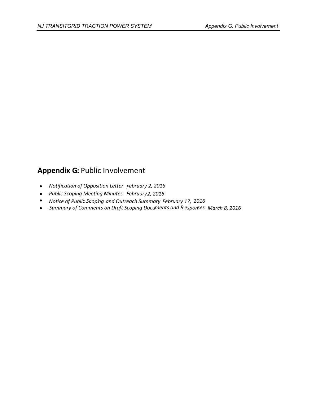 Appendix G: Public Involvement