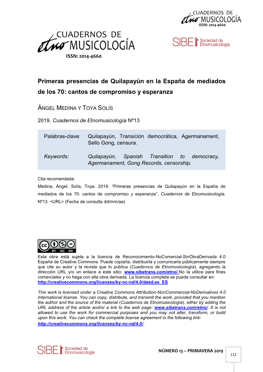 Primeras Presencias De Quilapayún En La España De Mediados De Los 70: Cantos De Compromiso Y Esperanza