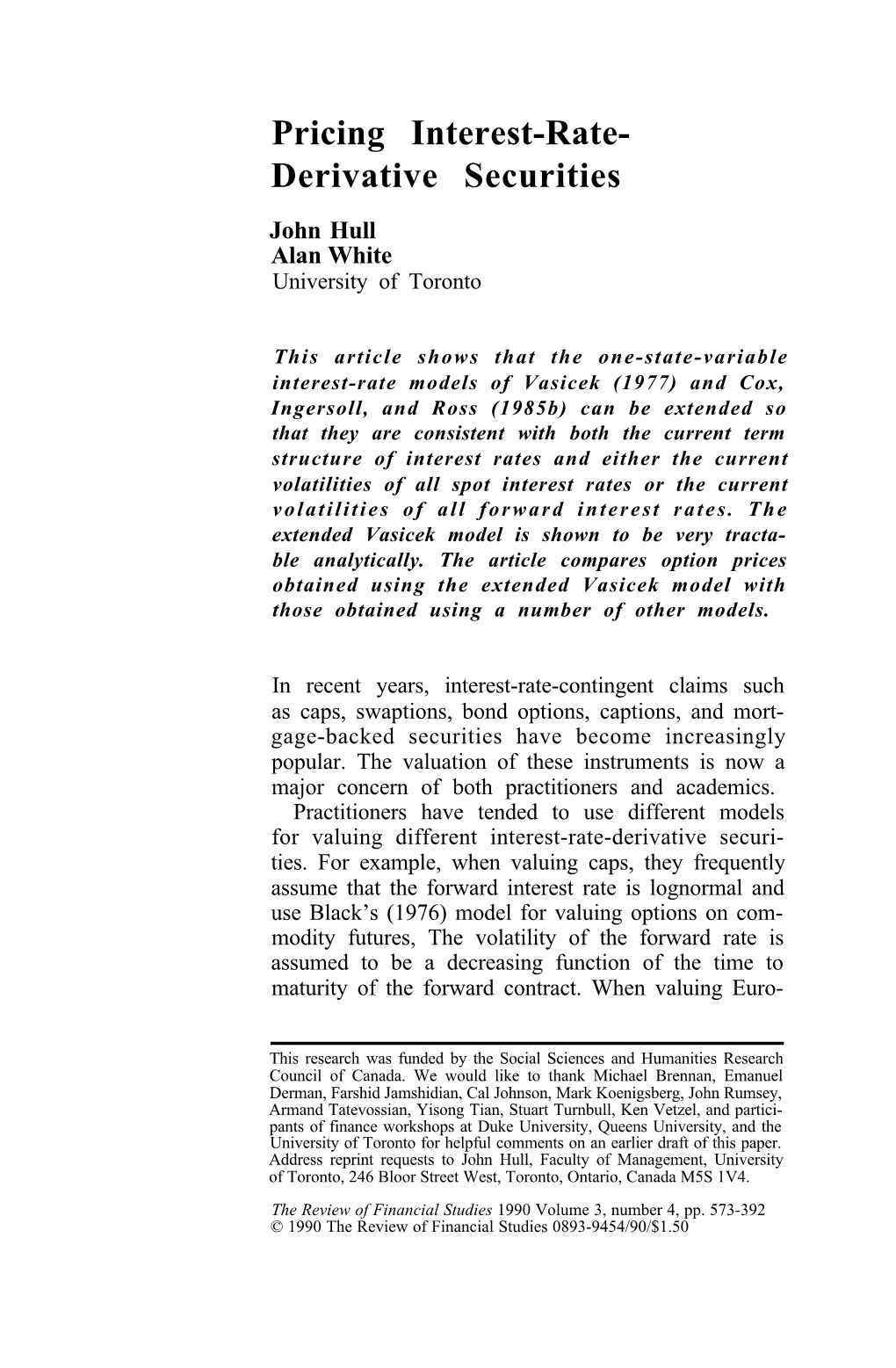 Pricing Interest-Rate-Derivative Securities