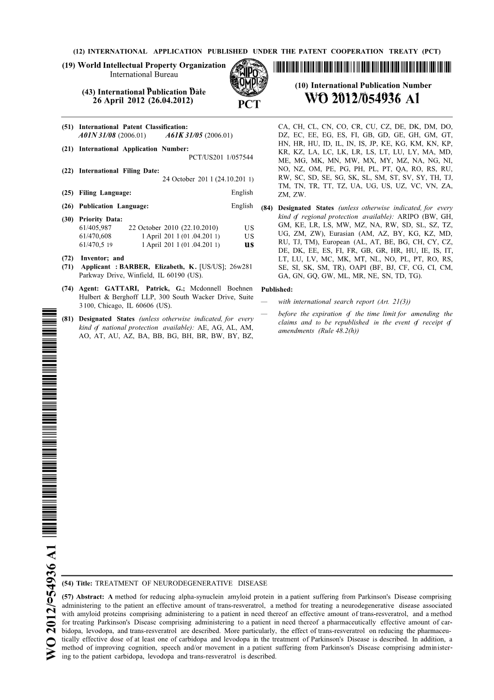 WO 2012/054936 Al