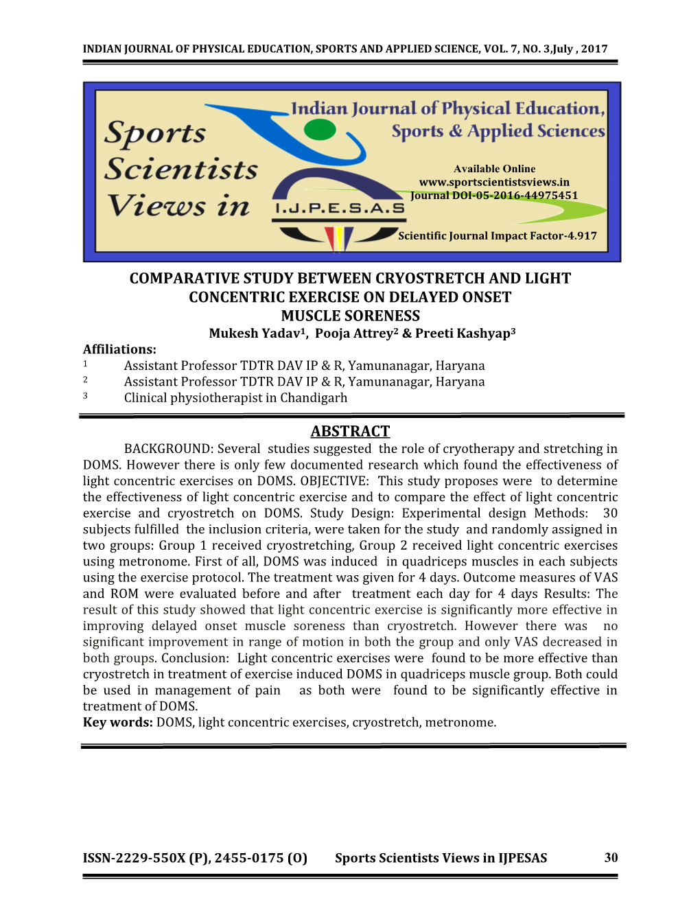 Comparative Study Between Cryostretch and Light