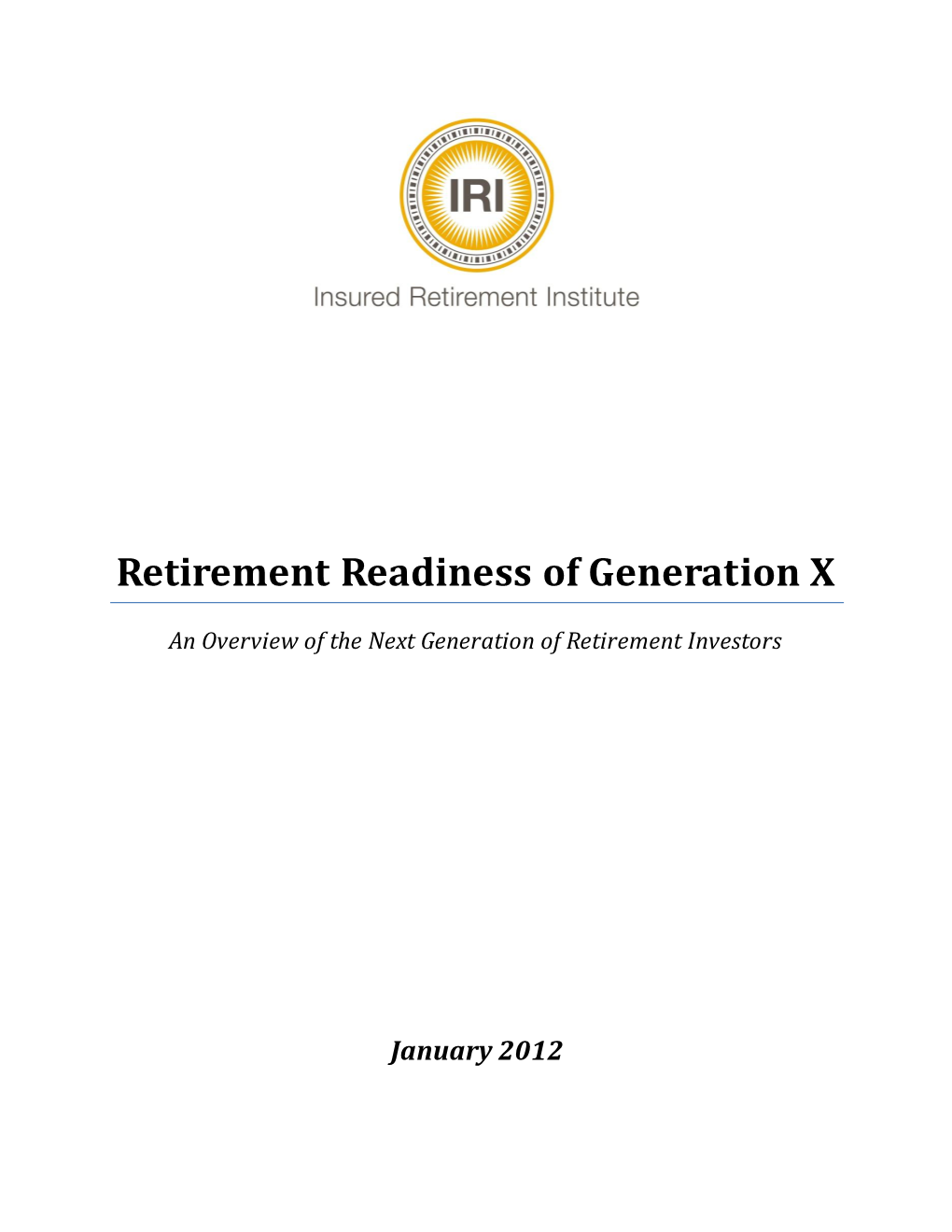 Retirement Readiness of Generation X