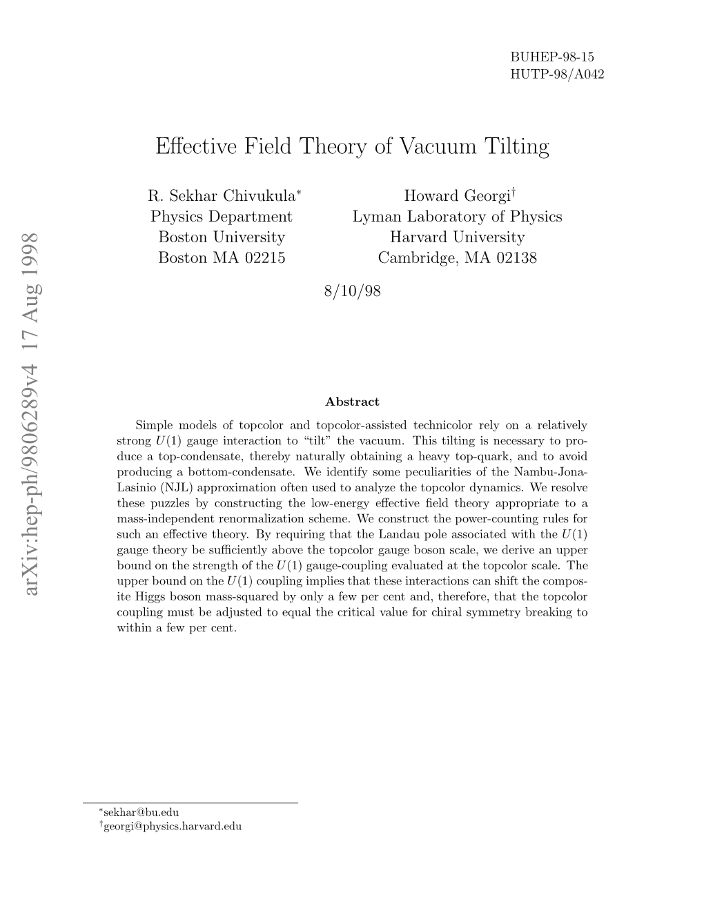 Effective Field Theory of Vacuum Tilting