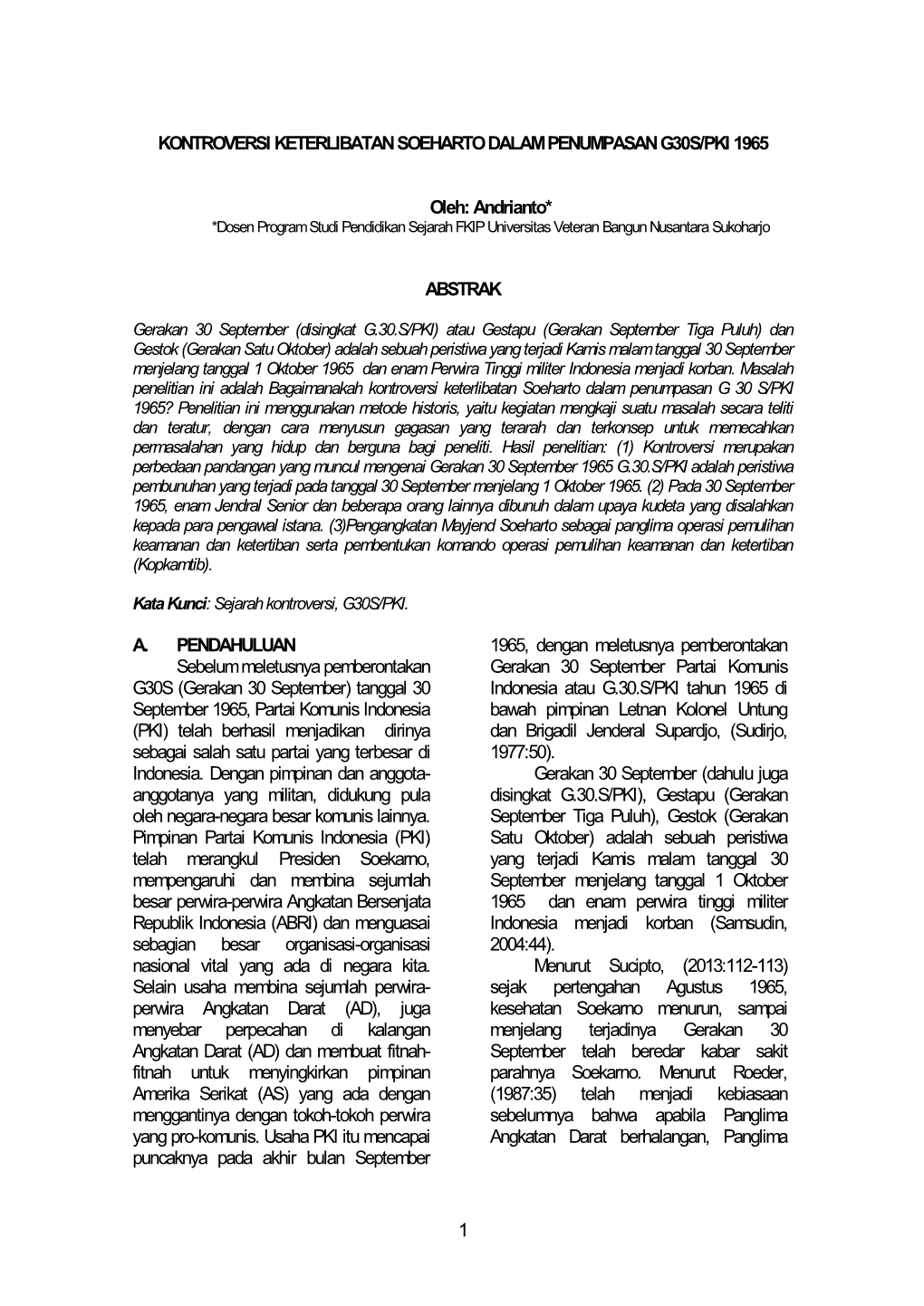 1 Kontroversi Keterlibatan Soeharto Dalam