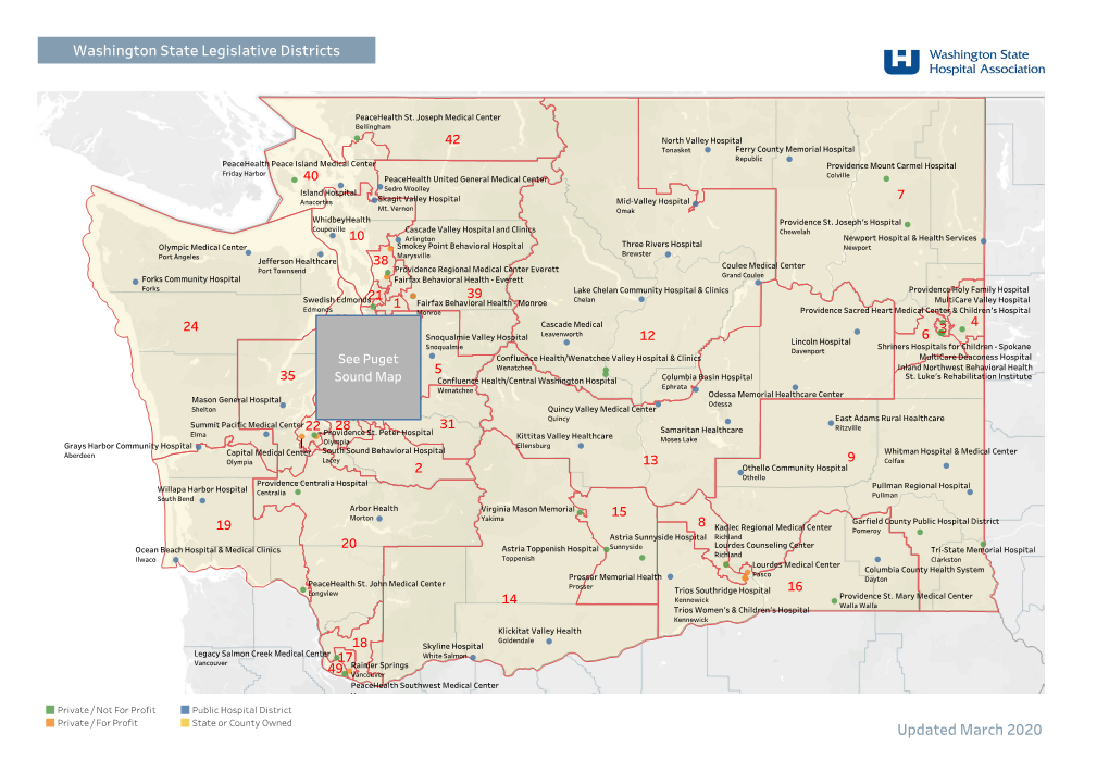 Map of Hospitals in Washington State Legislative Districts