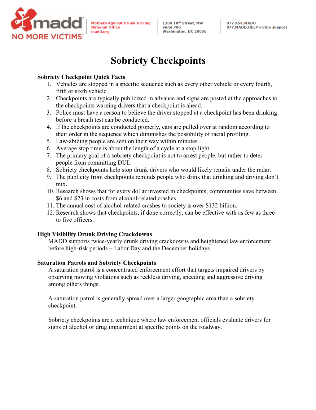 Sobriety Checkpoints