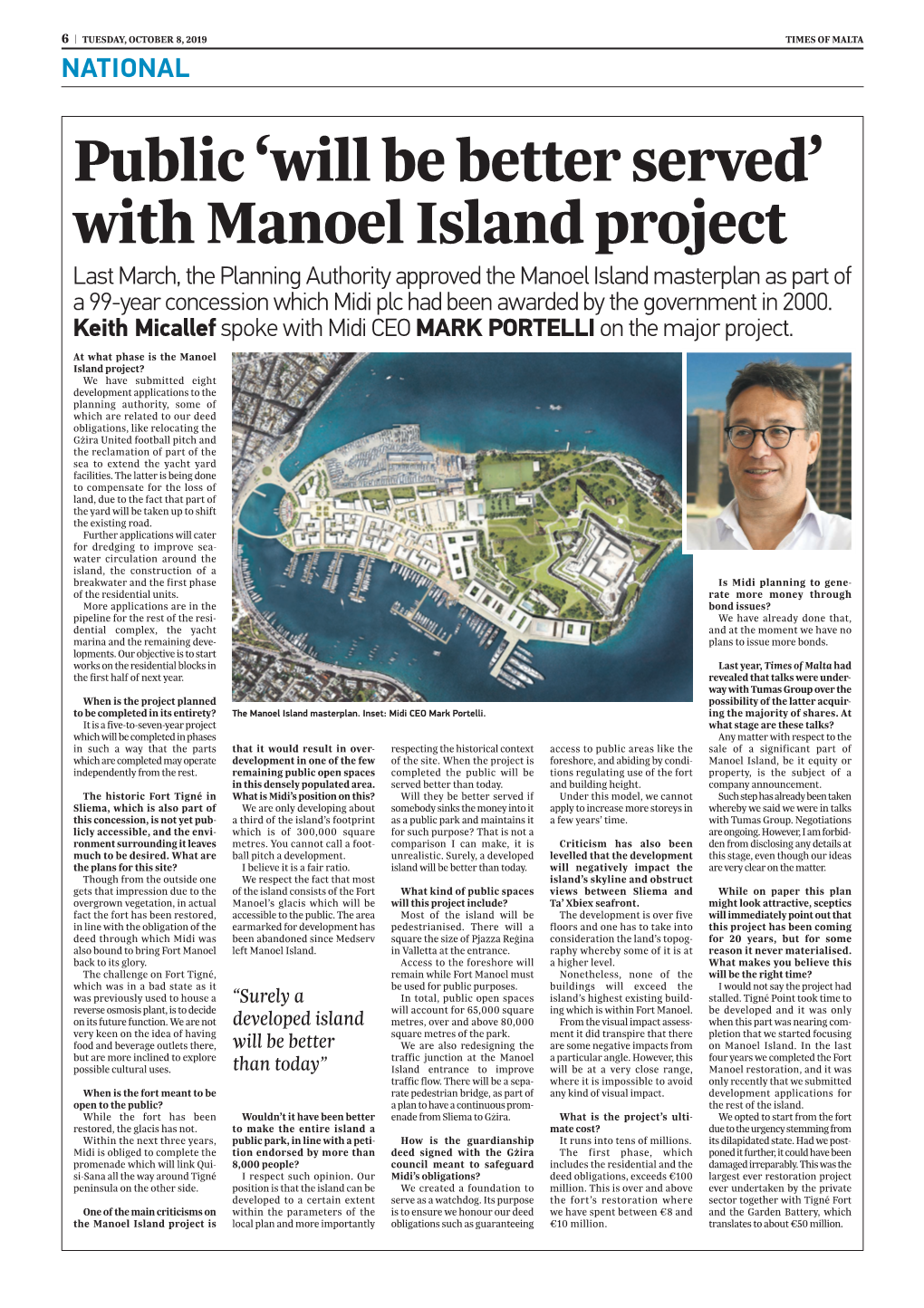 Public 'Will Be Better Served' with Manoel Island Project