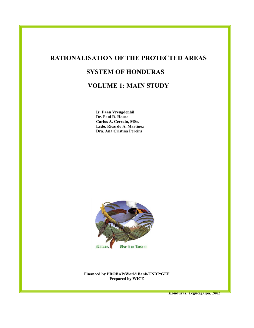 Rationalisation of the Protected Areas System Of