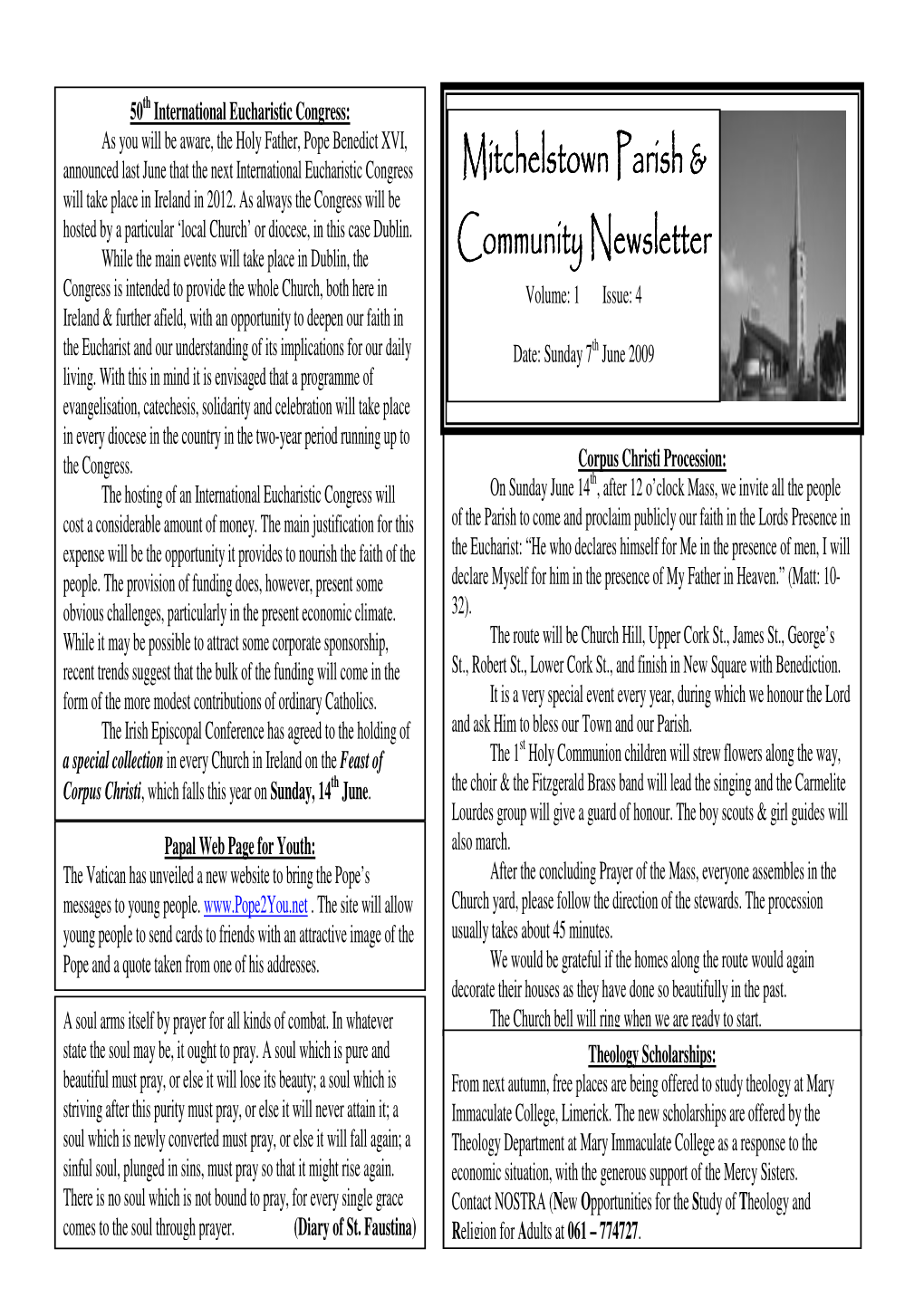 Mitchelstown Parish & Community Newsletter Own Parish & Ty Newsletter