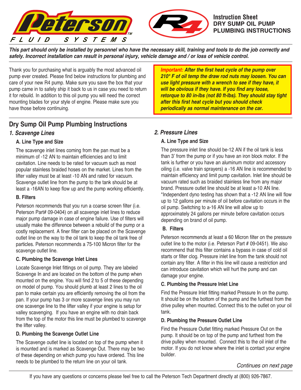 Dry Sump Oil Pump Plumbing Instructions