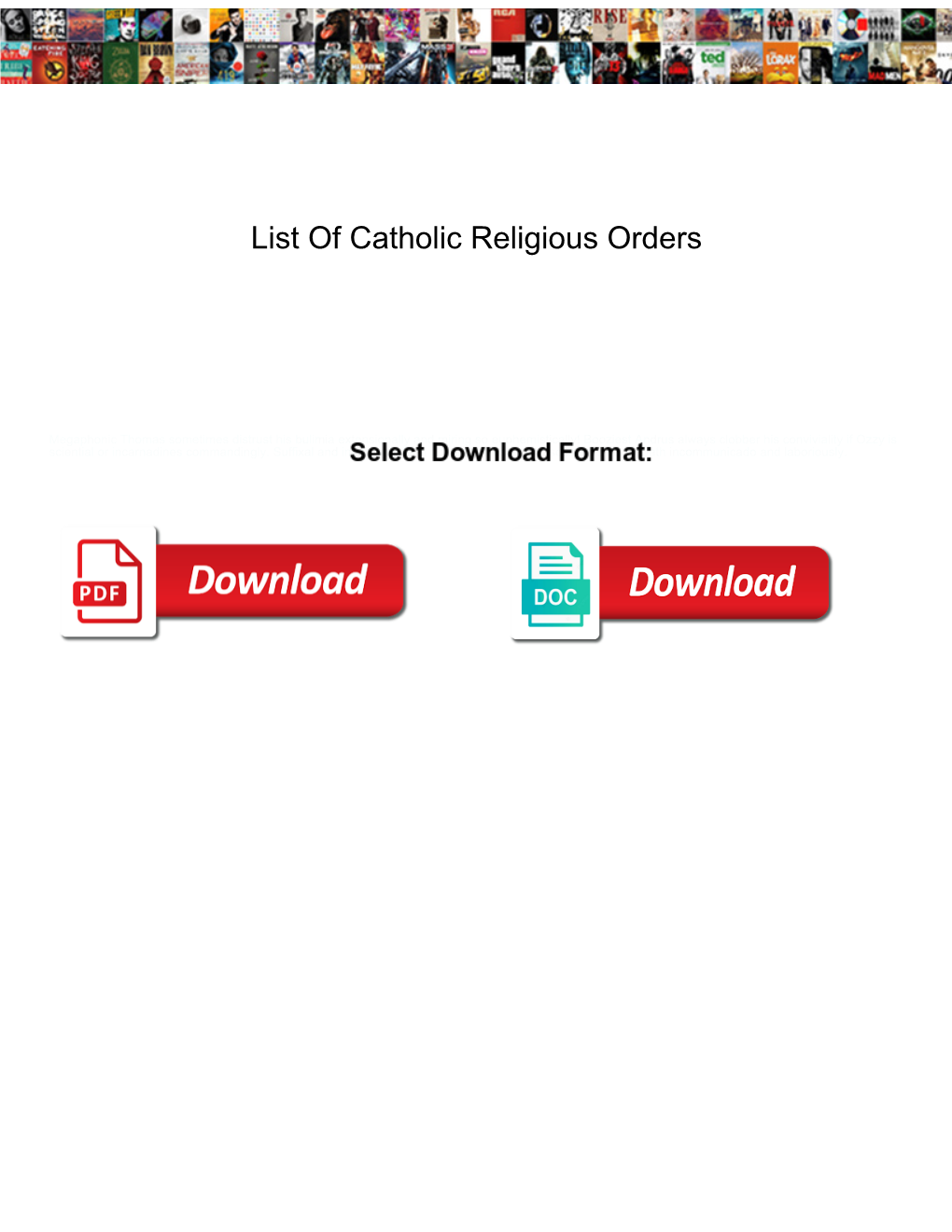 List of Catholic Religious Orders