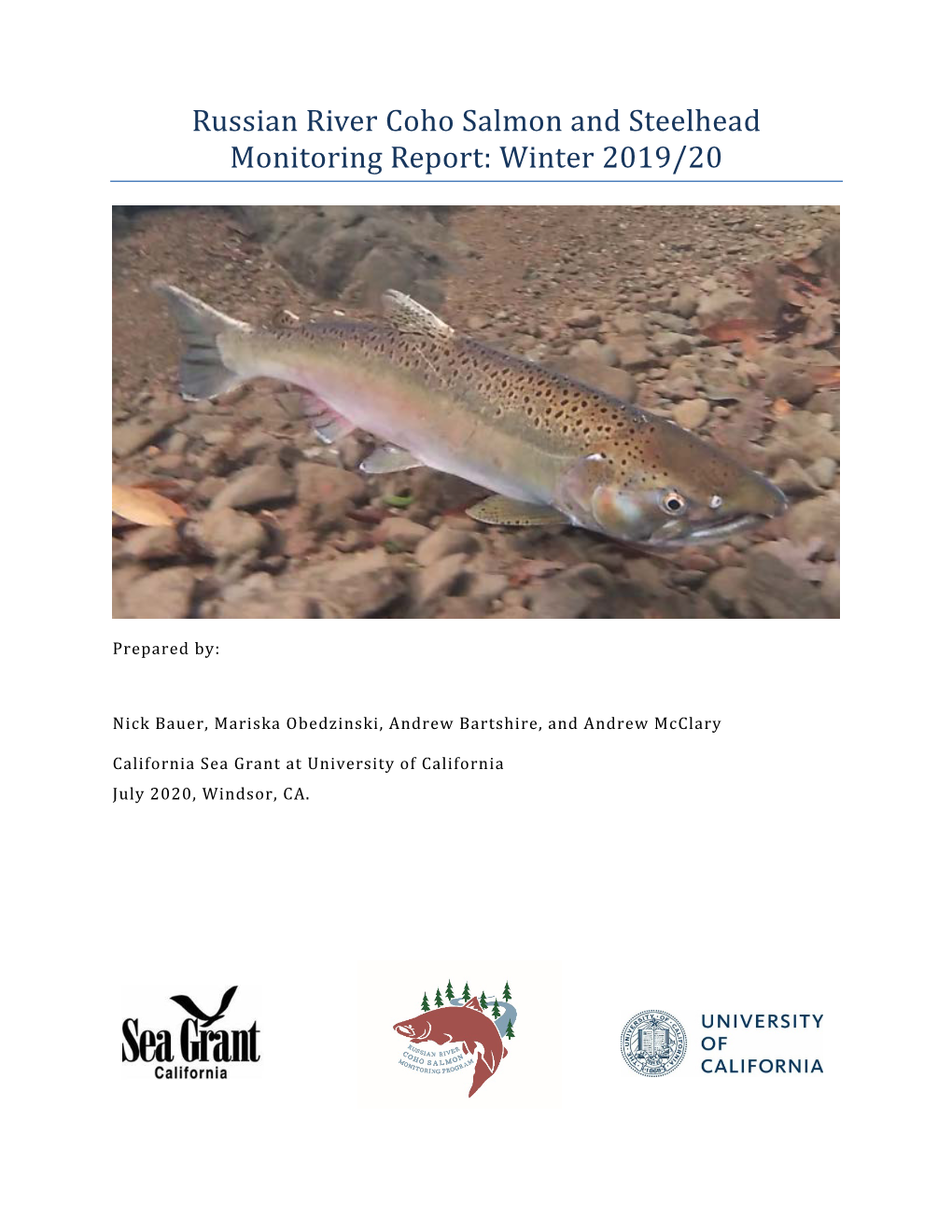 Russian River Coho Salmon and Steelhead Monitoring Report: Winter 2019/20