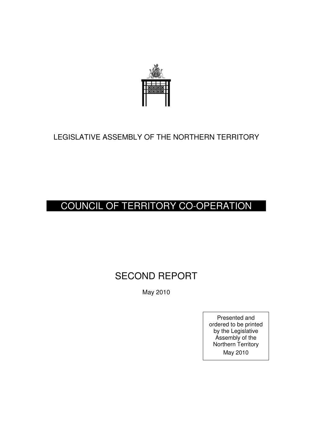 Council of Territory Co-Operation Second Report