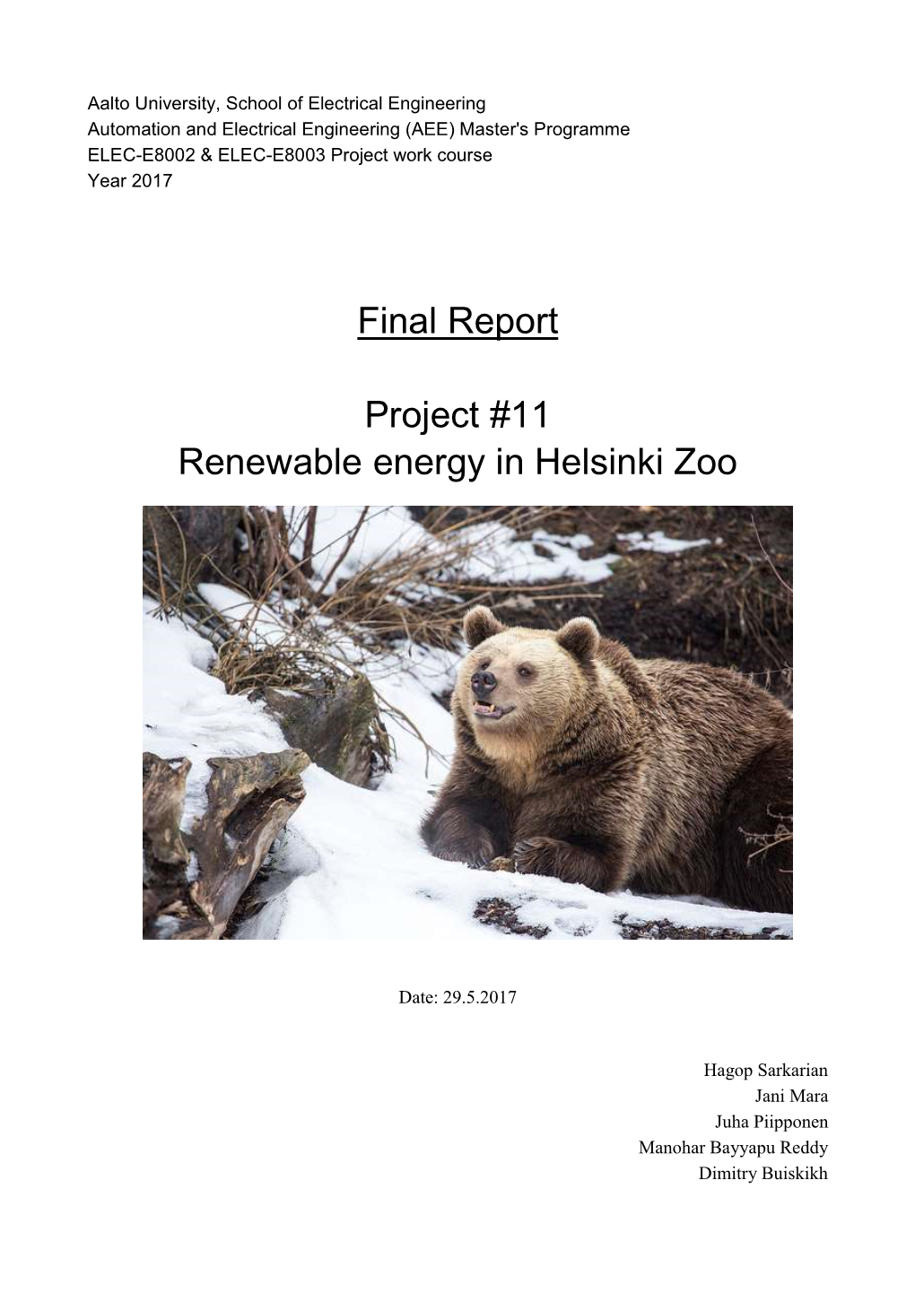 Final Report Project #11 Renewable Energy in Helsinki