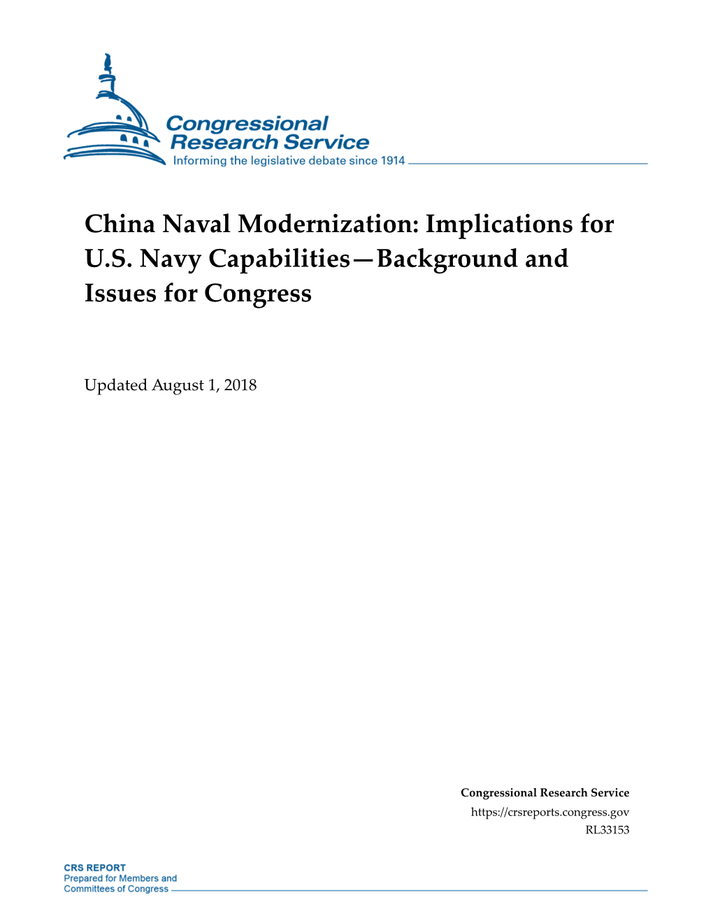 China Naval Modernization: Implications for U.S