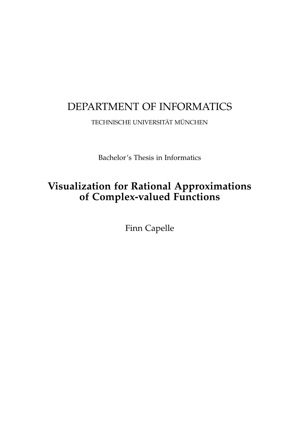 DEPARTMENT of INFORMATICS Visualization for Rational