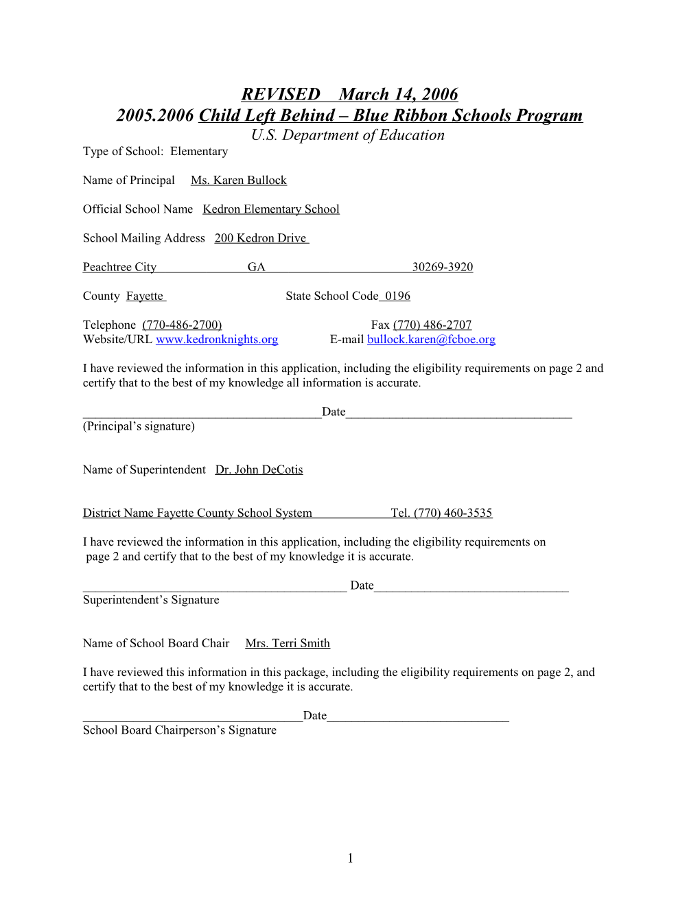 2005-2006 No Child Left Behind - Blue Ribbon Schools Program s4