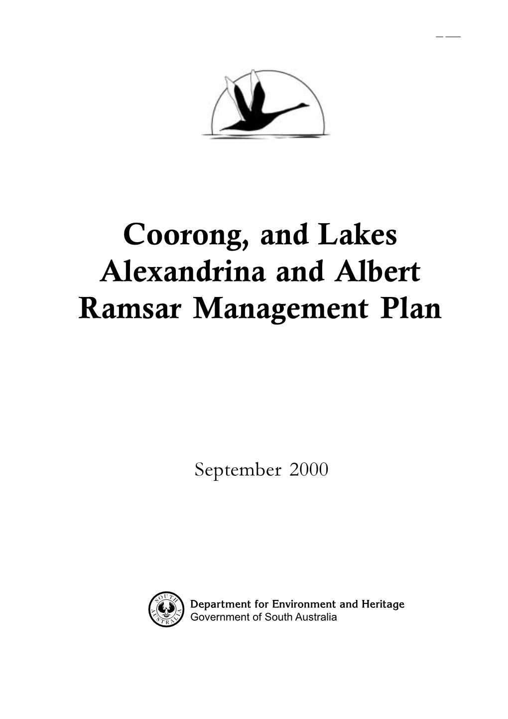 Coorong, and Lakes Alexandrina and Albert and Ramsar Management Plan
