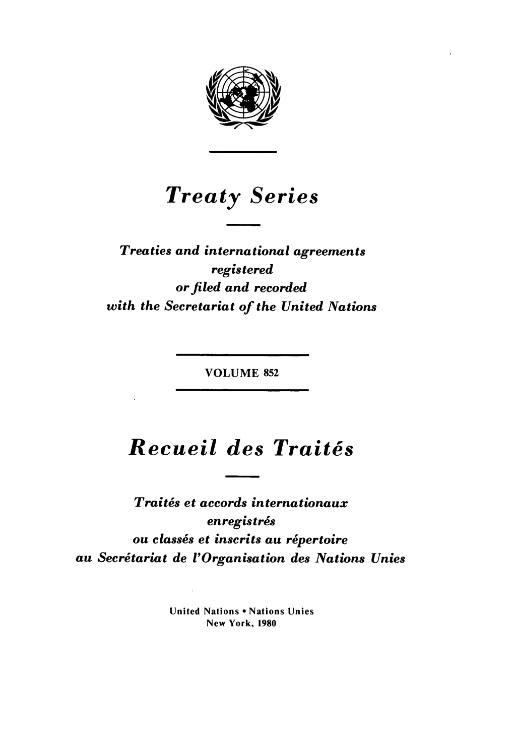 Treaty Series Recueil Des Traites