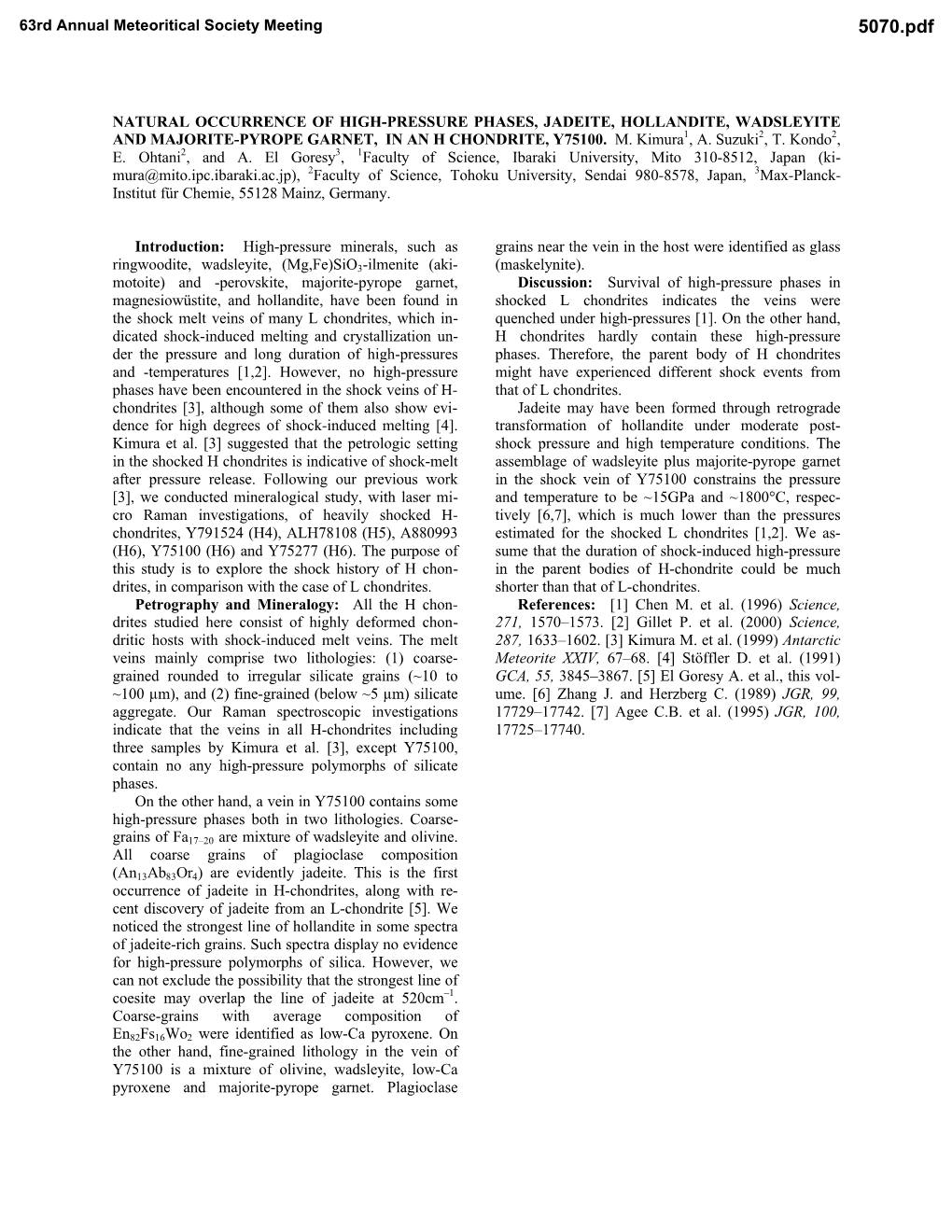 Natural Occurrence of High-Pressure Phases Jadeite, Hollandite