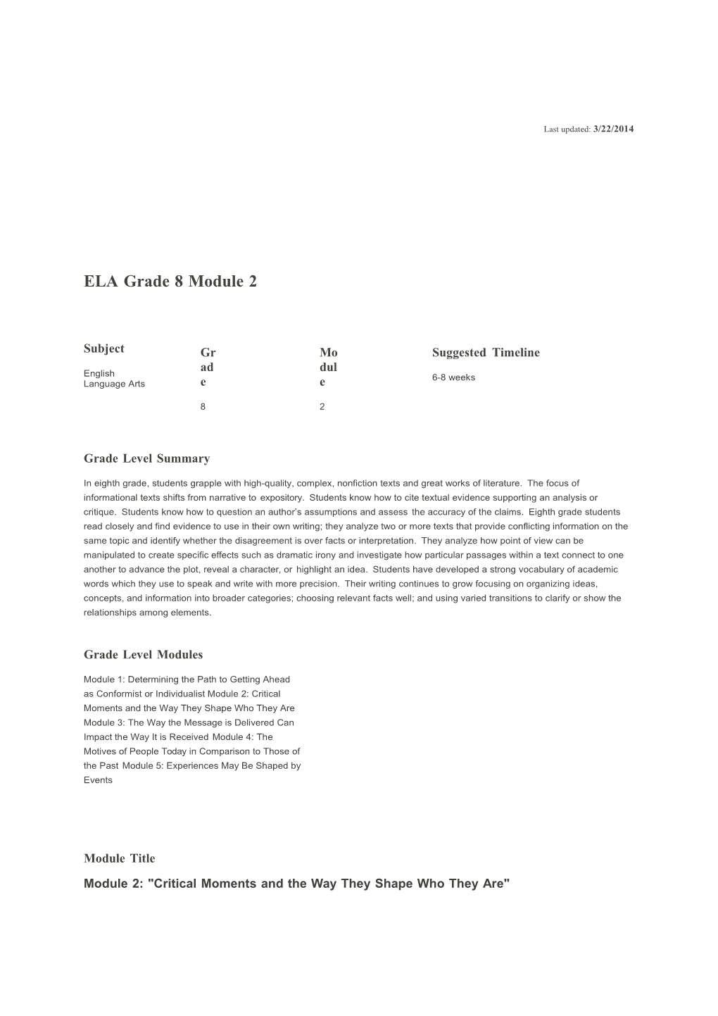 ELA Grade 8 Module 2