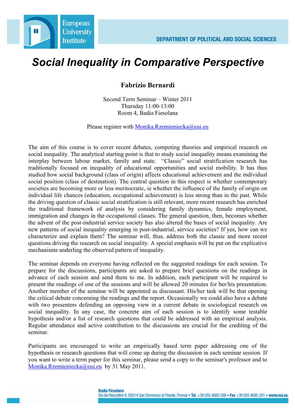 Social Inequality in Comparative Perspective