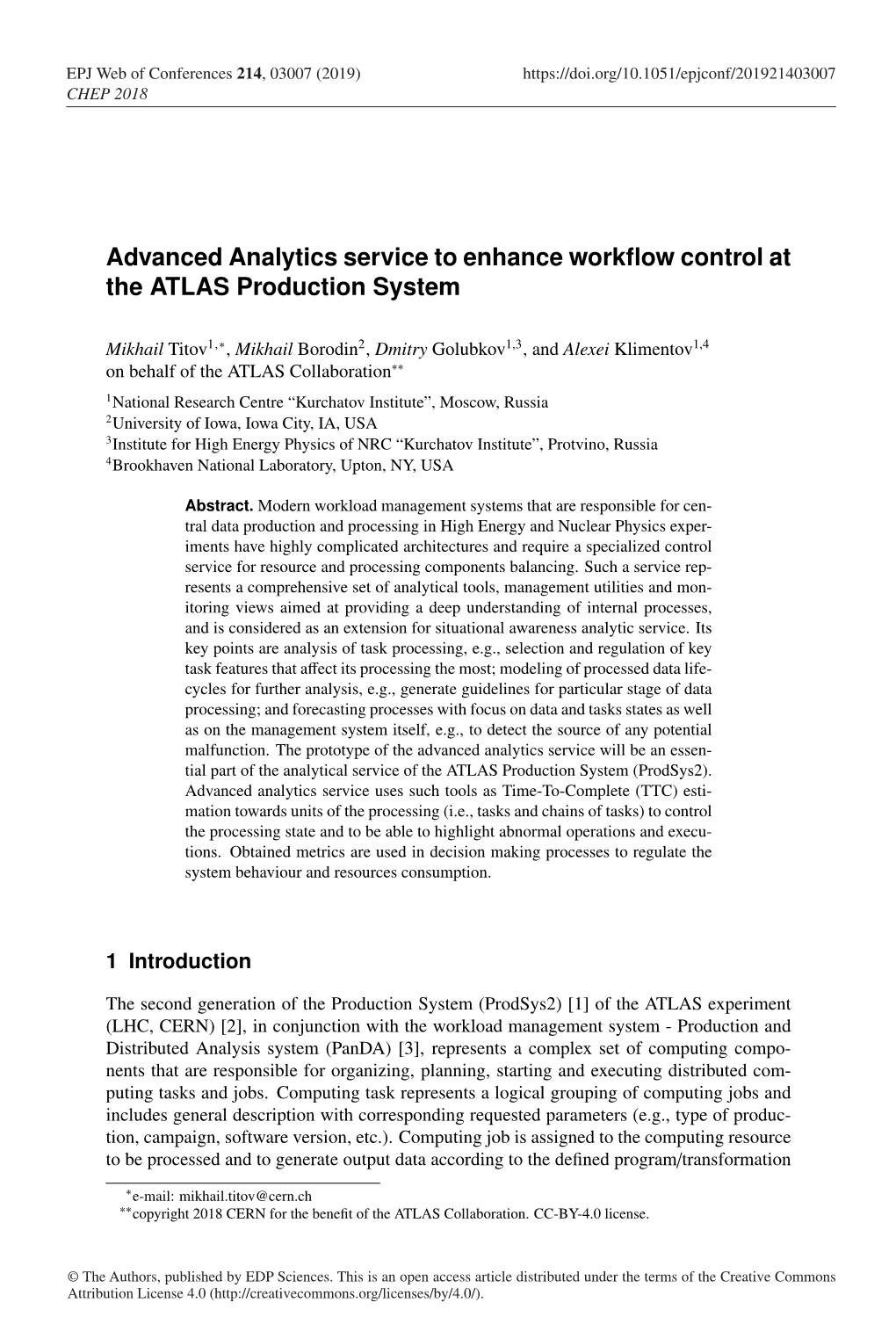 Advanced Analytics Service to Enhance Workflow