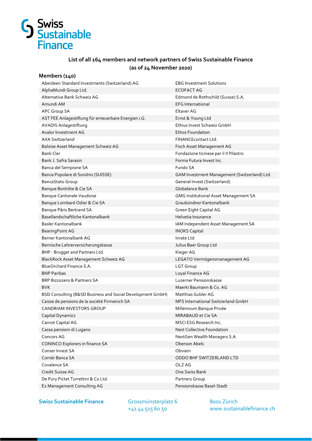 Swiss Sustainable Finance Grossmünsterplatz 6 8001 Zürich +41 44 515 60 50